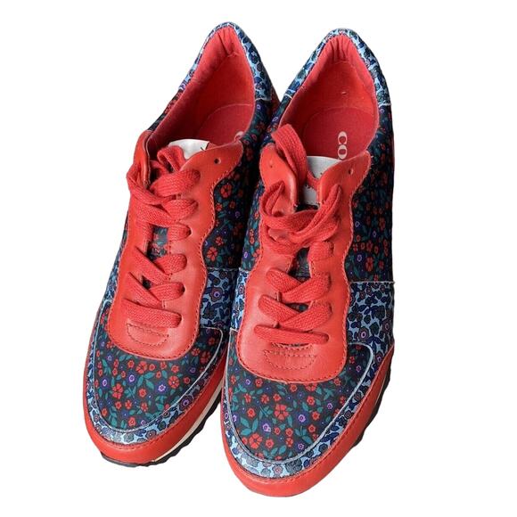 COACH C121 WOMENS FG1258 Size 8B SNEAKERS BRIGHT RED for floral pattern - Picture 1 of 8
